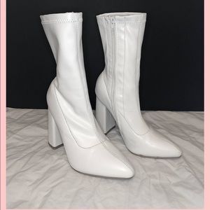 High Faux Leather Sock Boots